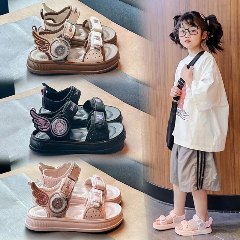 2026 New Kids Summer casual Sandals Girls Fashion Non Slip Sole Lightweight Comfortable Design Sandals Student Outdoor Shoes